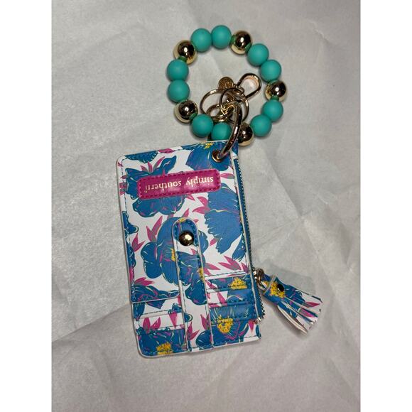Simply Southern Wristlet Keychain Wallet Floral Print w/Beaded Bracelet & Tassel - Picture 1 of 5